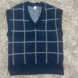 Blue and white sweater vest